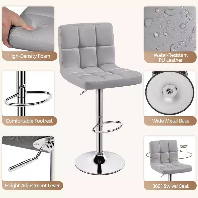 Modern Swivel Counter Stool with Adjustable Height