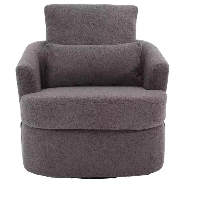 360 Swivel Barrel Chair,Plush PU Leather Accent Chair with Ergonomic Support for Living Room,Nursery,Office,Lounge