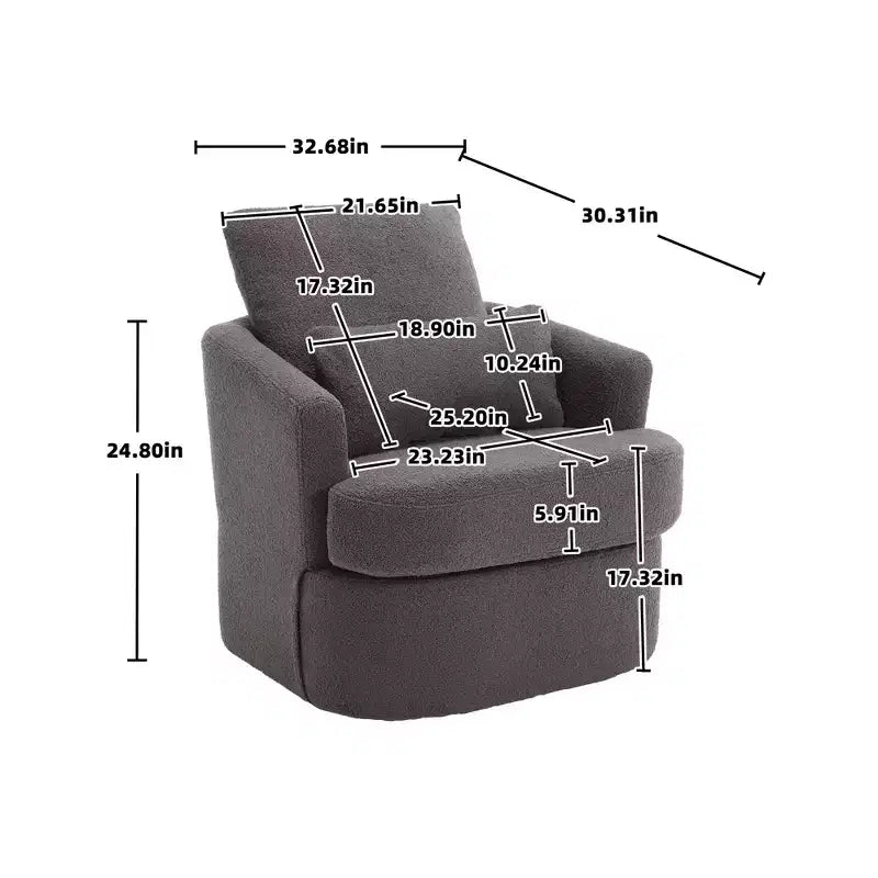 360 Swivel Barrel Chair,Plush PU Leather Accent Chair with Ergonomic Support for Living Room,Nursery,Office,Lounge