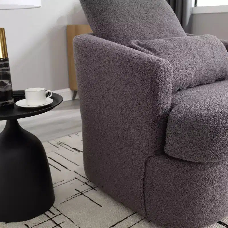 360 Swivel Barrel Chair,Plush PU Leather Accent Chair with Ergonomic Support for Living Room,Nursery,Office,Lounge