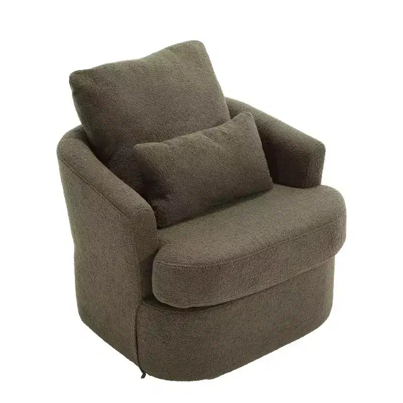 360 Swivel Barrel Chair,Plush PU Leather Accent Chair with Ergonomic Support for Living Room,Nursery,Office,Lounge