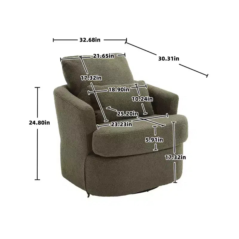 360 Swivel Barrel Chair,Plush PU Leather Accent Chair with Ergonomic Support for Living Room,Nursery,Office,Lounge