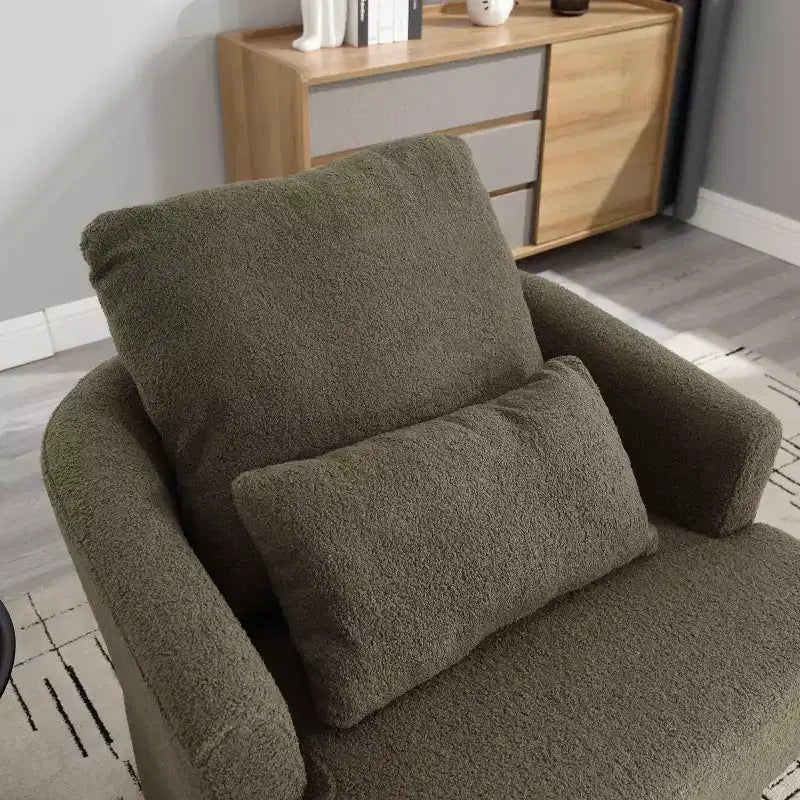 360 Swivel Barrel Chair,Plush PU Leather Accent Chair with Ergonomic Support for Living Room,Nursery,Office,Lounge