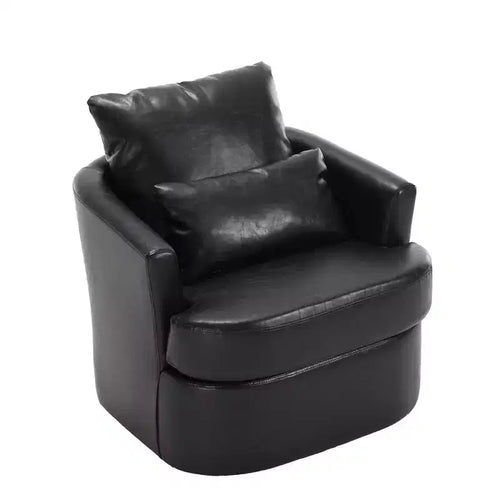 360 Swivel Barrel Chair,Plush PU Leather Accent Chair with Ergonomic Support for Living Room,Nursery,Office,Lounge