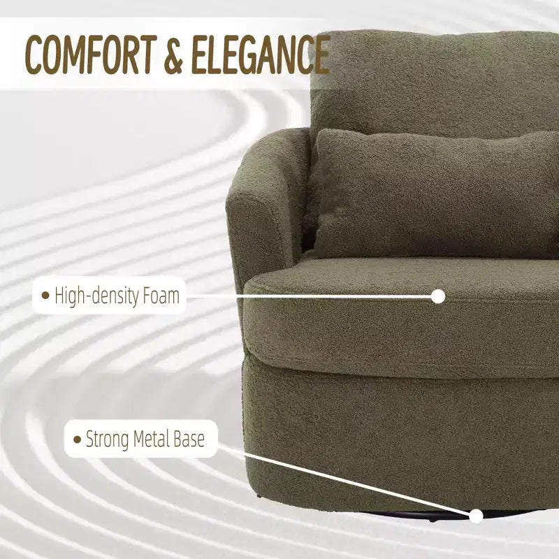 360 Swivel Barrel Chair,Plush PU Leather Accent Chair with Ergonomic Support for Living Room,Nursery,Office,Lounge