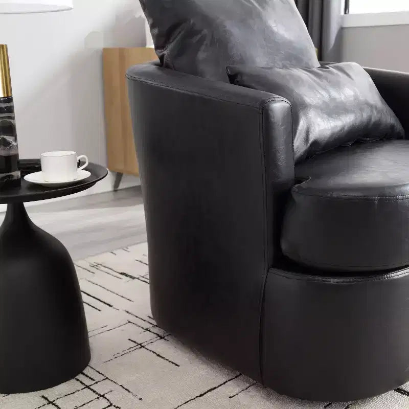 360 Swivel Barrel Chair,Plush PU Leather Accent Chair with Ergonomic Support for Living Room,Nursery,Office,Lounge
