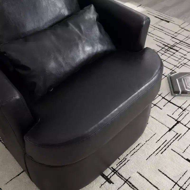 360 Swivel Barrel Chair,Plush PU Leather Accent Chair with Ergonomic Support for Living Room,Nursery,Office,Lounge