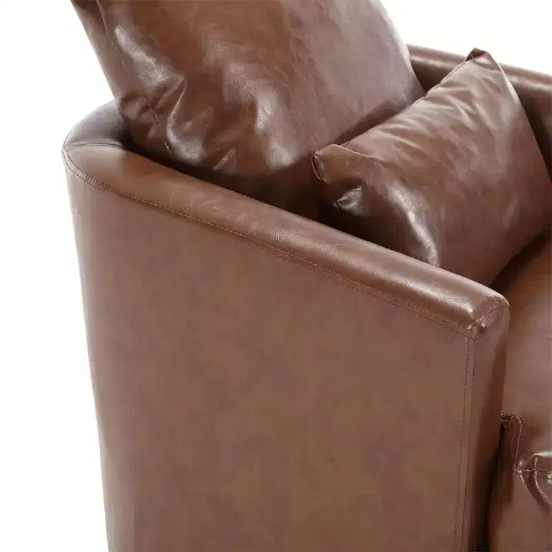 360 Swivel Barrel Chair,Plush PU Leather Accent Chair with Ergonomic Support for Living Room,Nursery,Office,Lounge
