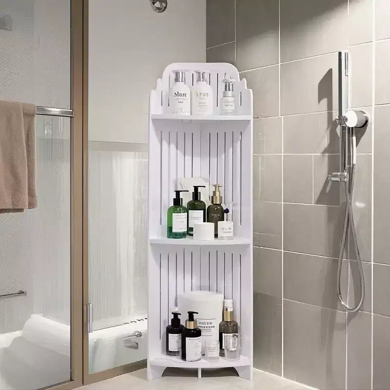 3/4-Tier Corner Shelf Stand, Small Storage Organizer for Narrow Space, Toilet Paper Stand for Bathroom, White