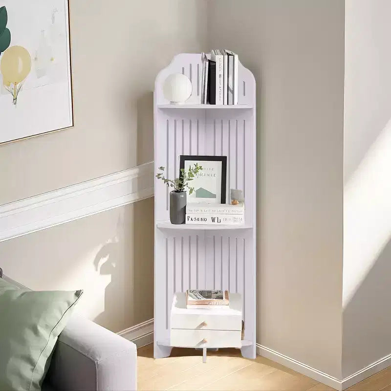 3/4-Tier Corner Shelf Stand, Small Storage Organizer for Narrow Space, Toilet Paper Stand for Bathroom, White