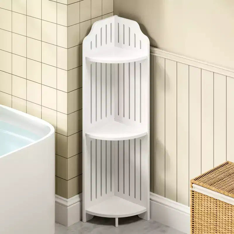 3/4-Tier Corner Shelf Stand, Small Storage Organizer for Narrow Space, Toilet Paper Stand for Bathroom, White