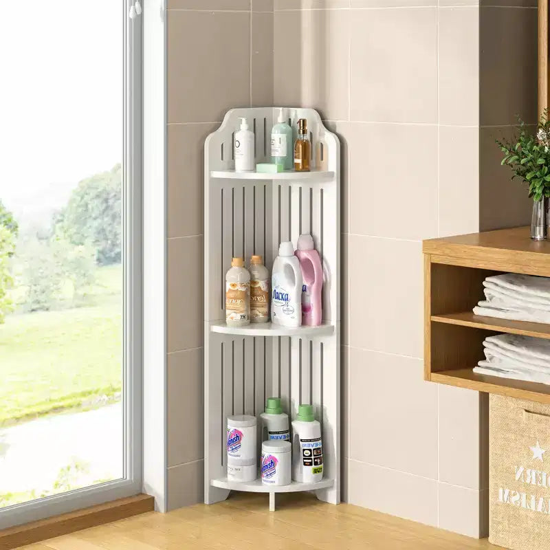 3/4-Tier Corner Shelf Stand, Small Storage Organizer for Narrow Space, Toilet Paper Stand for Bathroom, White