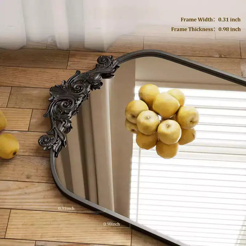 65x22 Arched Full Length Mirror Metal Vintage Mirror Baroque Style,Black