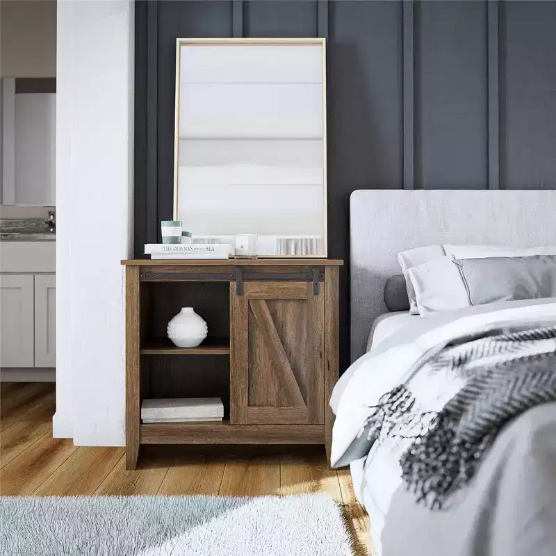Alton Farmhouse Nightstand with 4 Shelves