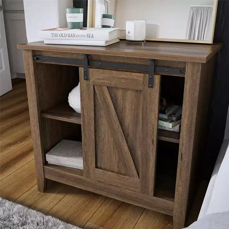 Alton Farmhouse Nightstand with 4 Shelves