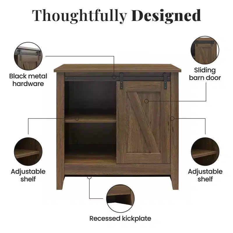Alton Farmhouse Nightstand with 4 Shelves