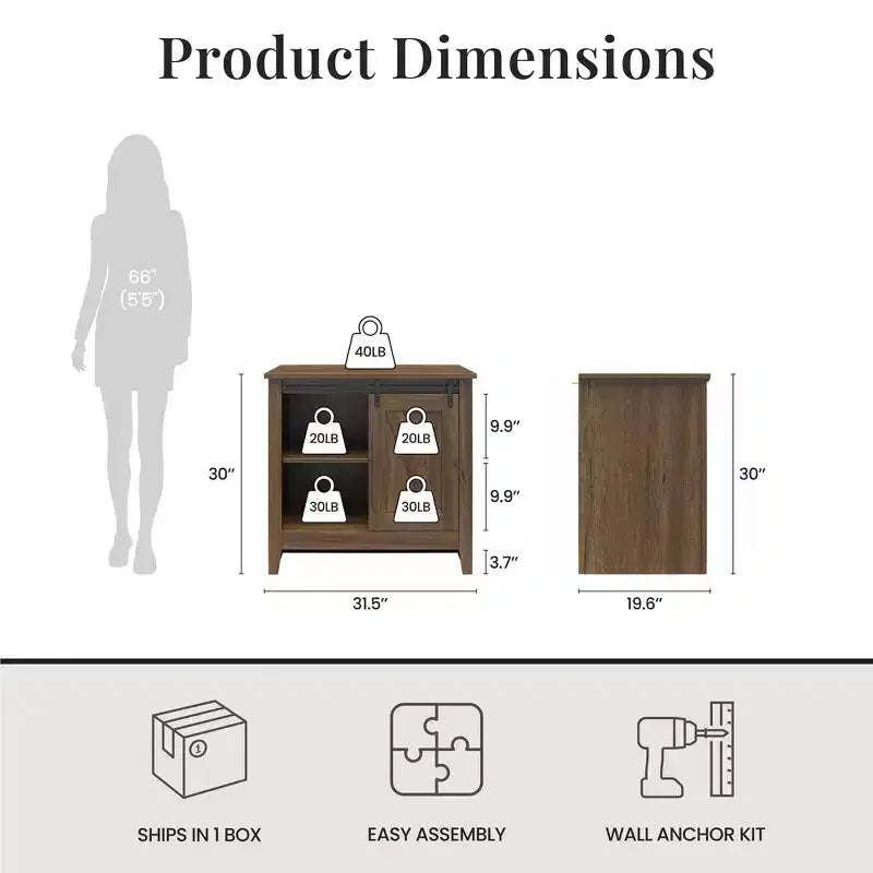 Alton Farmhouse Nightstand with 4 Shelves