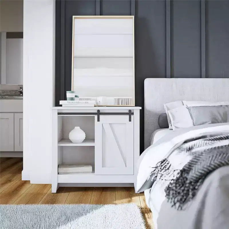 Alton Farmhouse Nightstand with 4 Shelves
