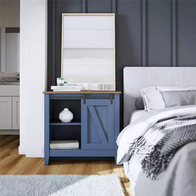 Alton Farmhouse Nightstand with 4 Shelves