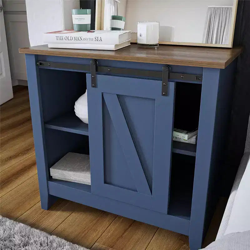 Alton Farmhouse Nightstand with 4 Shelves