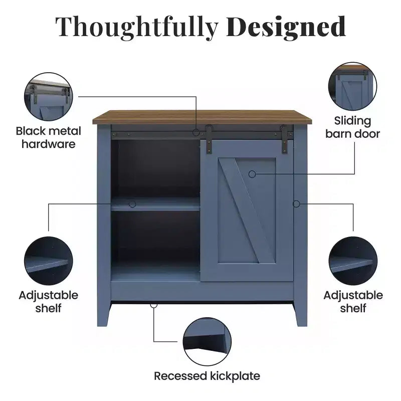 Alton Farmhouse Nightstand with 4 Shelves