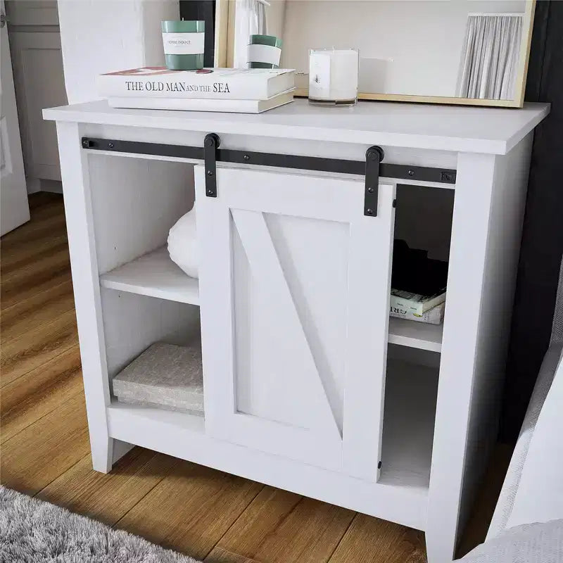 Alton Farmhouse Nightstand with 4 Shelves