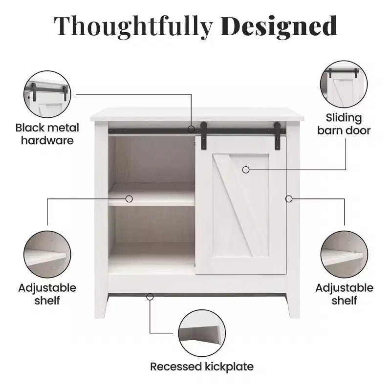Alton Farmhouse Nightstand with 4 Shelves