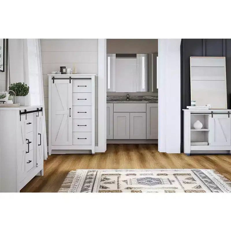 Alton Farmhouse Nightstand with 4 Shelves