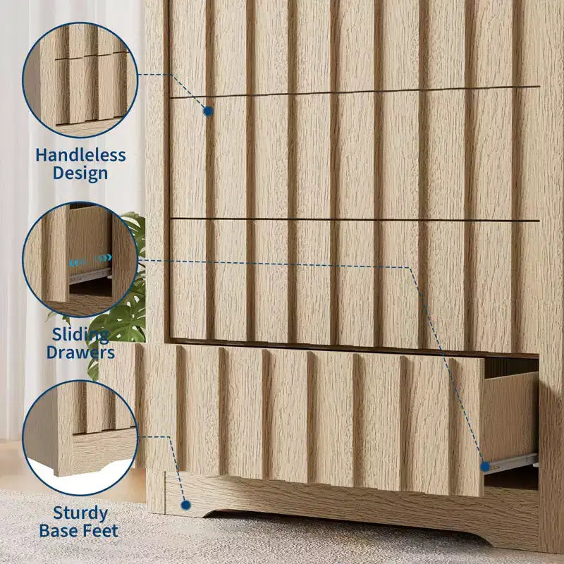 Dresser with many Drawers,Modern Dressers for Bedroom with Wood Top