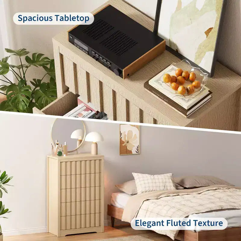 Dresser with many Drawers,Modern Dressers for Bedroom with Wood Top