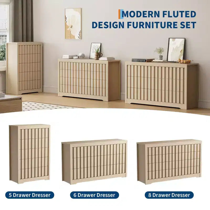 Dresser with many Drawers,Modern Dressers for Bedroom with Wood Top