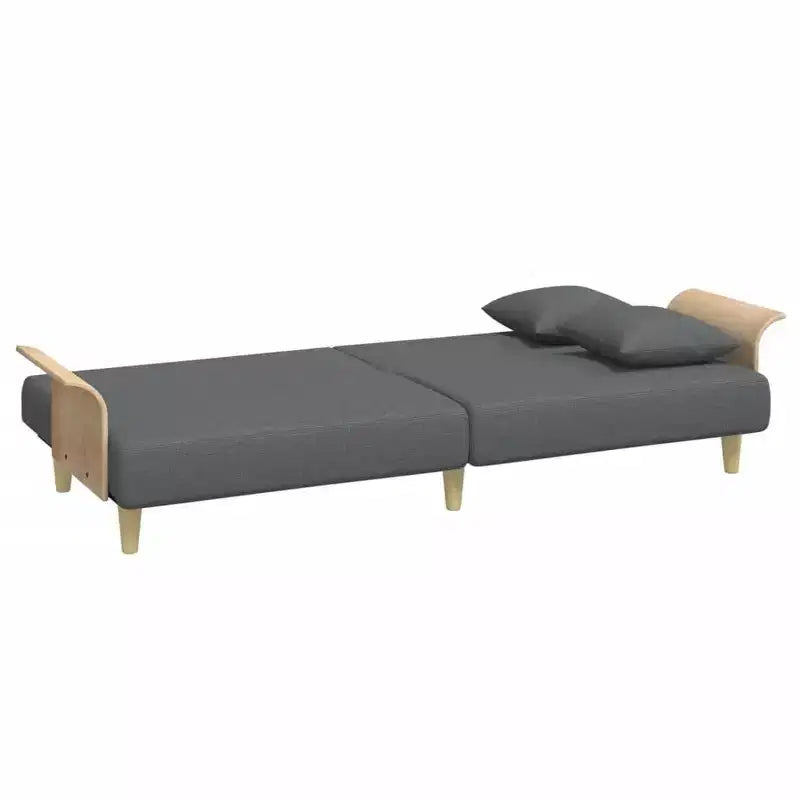 2-Seater Sofa Bed with Pillows and Footstool - Dark Gray Velvet