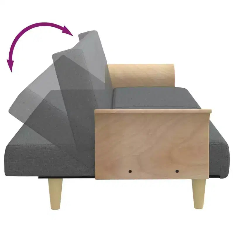 2-Seater Sofa Bed with Pillows and Footstool - Dark Gray Velvet