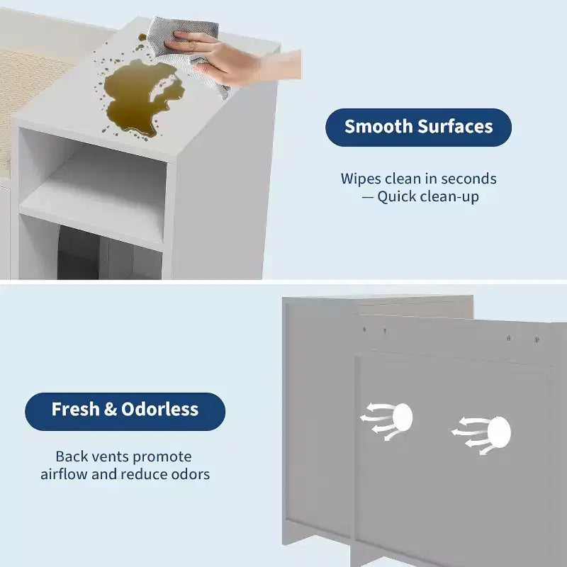 Cat Litter Box Enclosure Furniture, Hidden Litter Box Cabinet with Barn Door, Modern End Table Style, Wooden Pet House, Dog-Proof Design