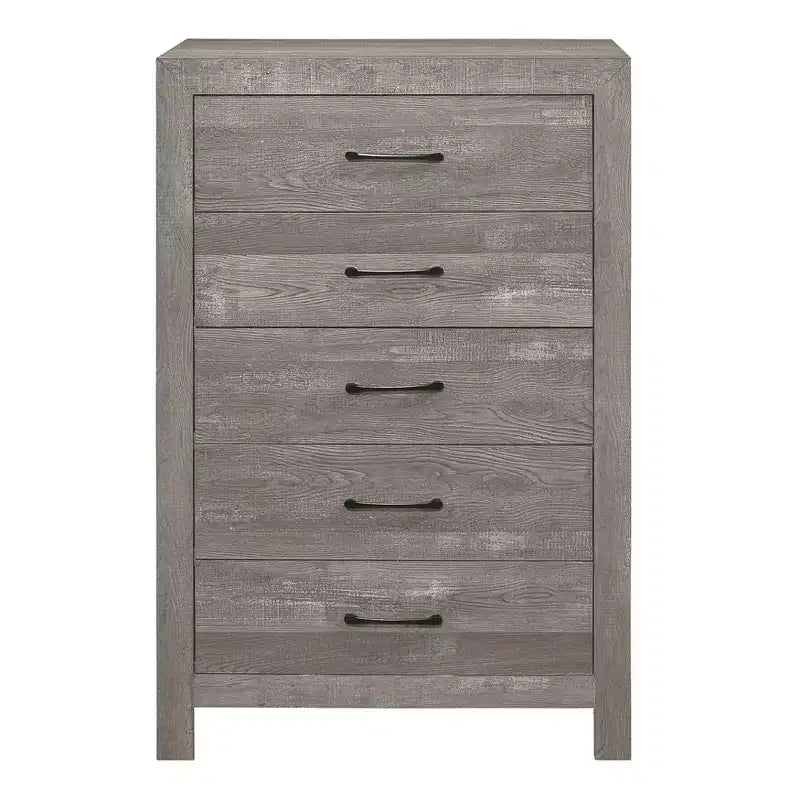 Rustic 5-Drawer Dresser Chest with Black Metal Hardware Simple Design for Bedroom, No Assembly required