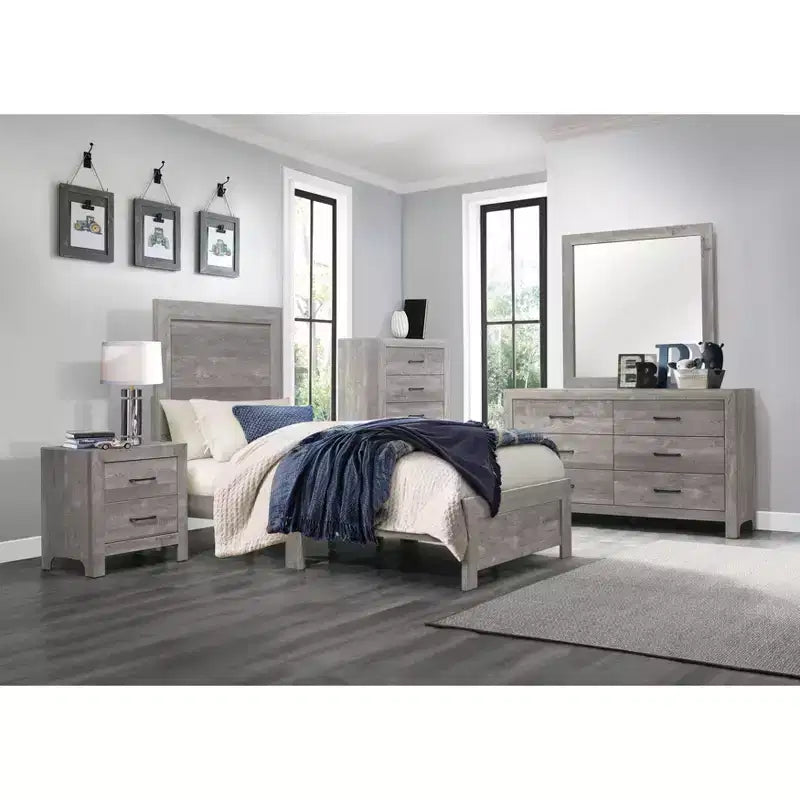 Rustic 5-Drawer Dresser Chest with Black Metal Hardware Simple Design for Bedroom, No Assembly required