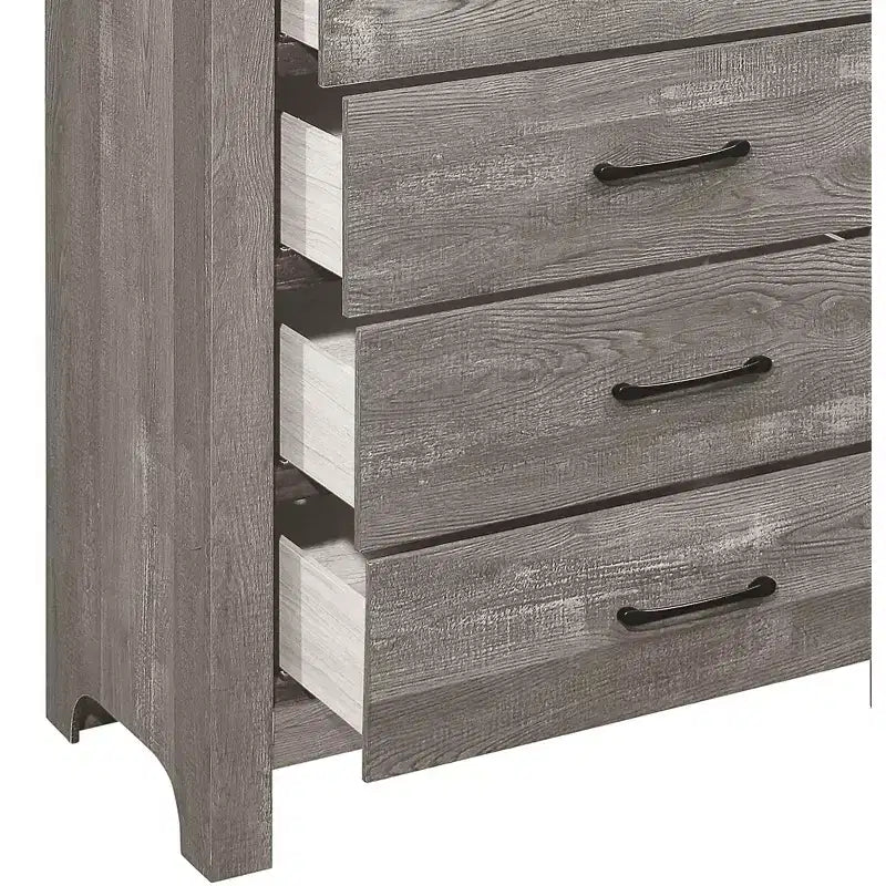 Rustic 5-Drawer Dresser Chest with Black Metal Hardware Simple Design for Bedroom, No Assembly required