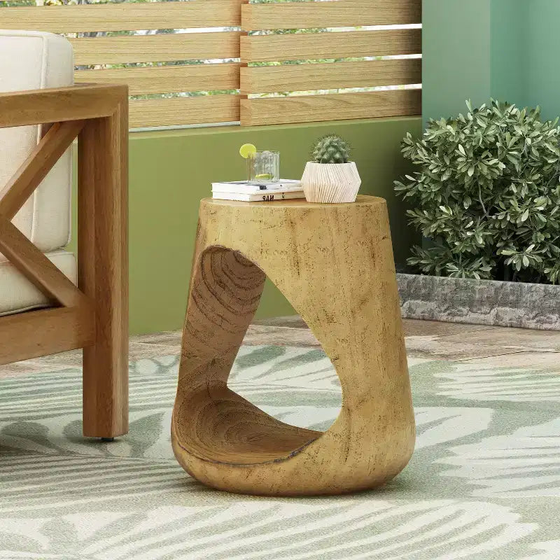 Hollow Console Table Wood Like Texture Natural Color for Living Room