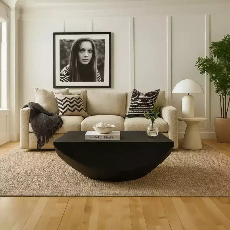 Coffee Table | 36 Square Top | Handcrafted Rounded Drum Base | Mango Wood