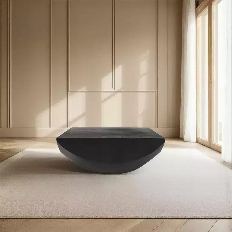 Coffee Table | 36 Square Top | Handcrafted Rounded Drum Base | Mango Wood