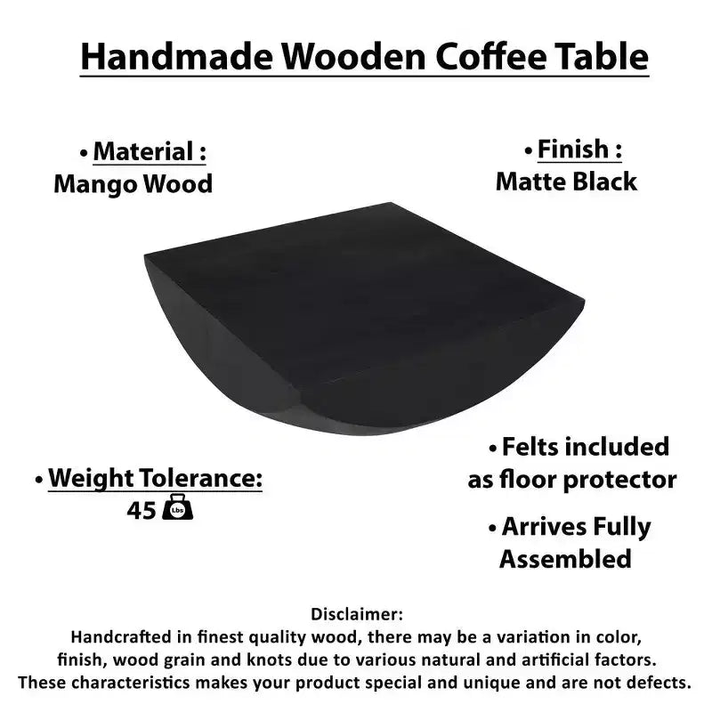 Coffee Table | 36 Square Top | Handcrafted Rounded Drum Base | Mango Wood