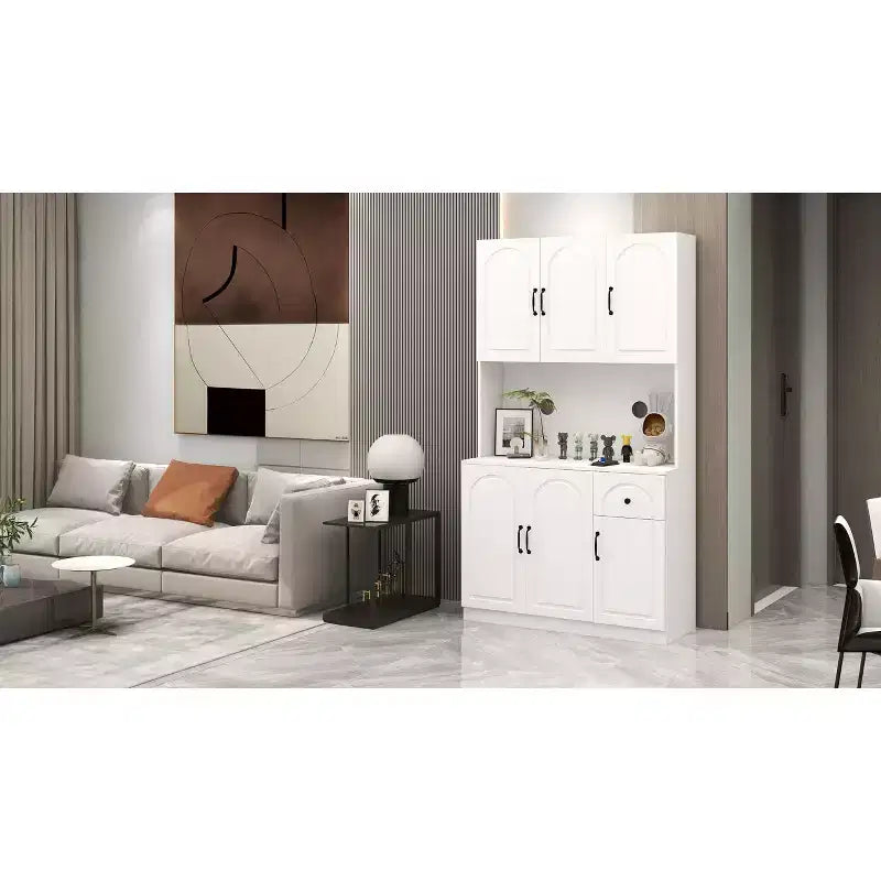 71 Freestanding Buffet Cabinet with Storage, Modern Pantry Cabinet Sideboard Cabinet with Microwave Stand for Kitchen Living Room