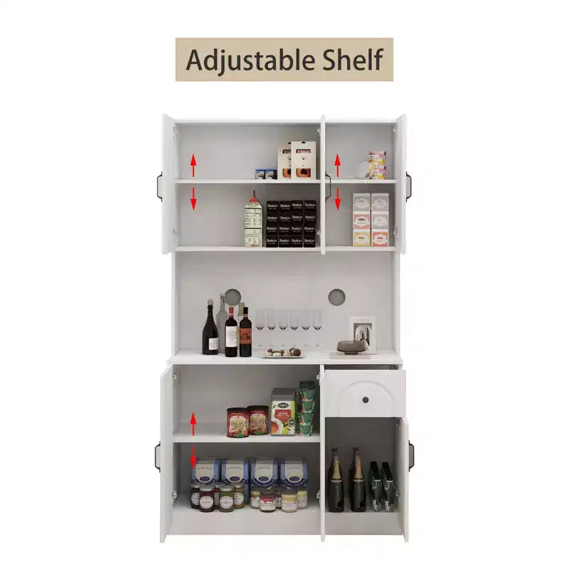 71 Freestanding Buffet Cabinet with Storage, Modern Pantry Cabinet Sideboard Cabinet with Microwave Stand for Kitchen Living Room