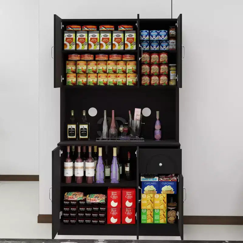 71 Freestanding Buffet Cabinet with Storage, Modern Pantry Cabinet Sideboard Cabinet with Microwave Stand for Kitchen Living Room