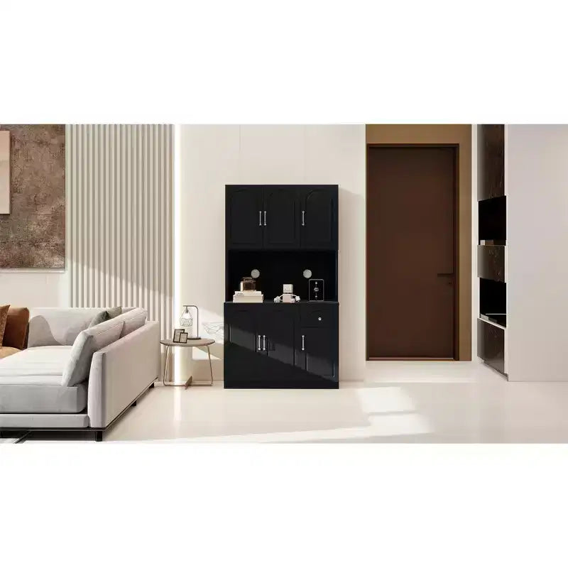 71 Freestanding Buffet Cabinet with Storage, Modern Pantry Cabinet Sideboard Cabinet with Microwave Stand for Kitchen Living Room