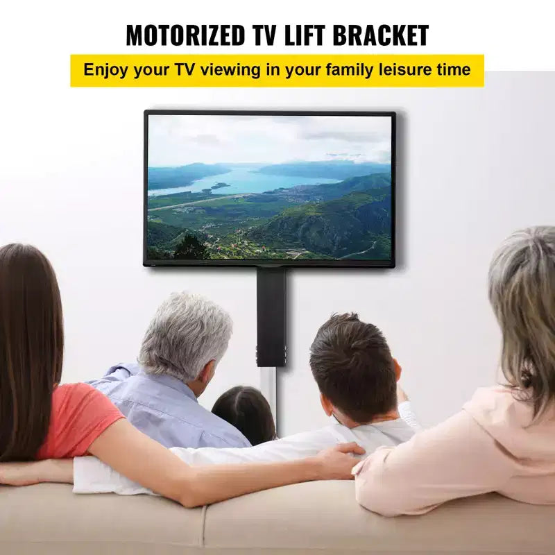Automated TV Elevator, 31 Stroke for Up to 60 Screens, Adjustable Height 42-73, Remote Controlled, Supports 132 lbs, Black