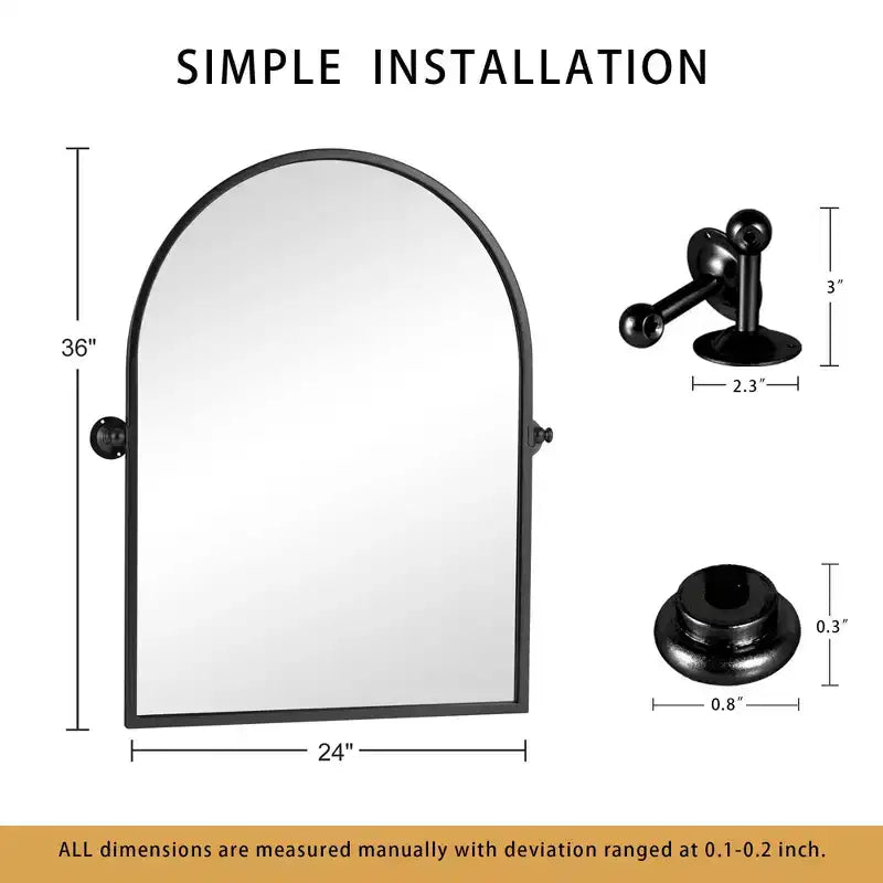 Iron Metal Frame Windowpane Wall Mirror Farmhouse Rustic Elegant Decor for Living Room Bedroom Bathroom Entryway