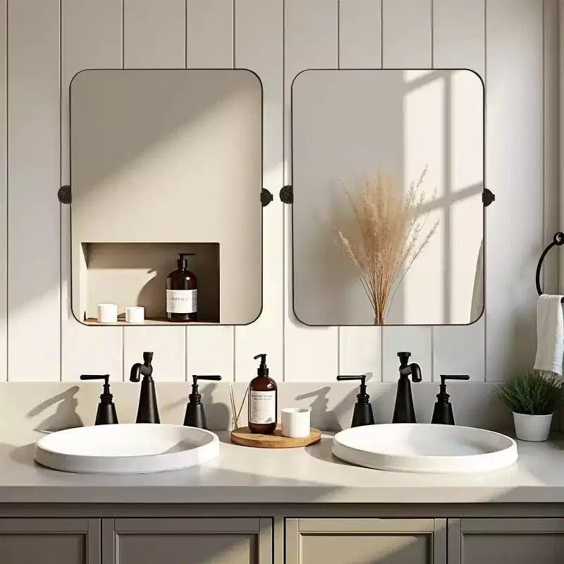 Iron Metal Frame Windowpane Wall Mirror Farmhouse Rustic Elegant Decor for Living Room Bedroom Bathroom Entryway