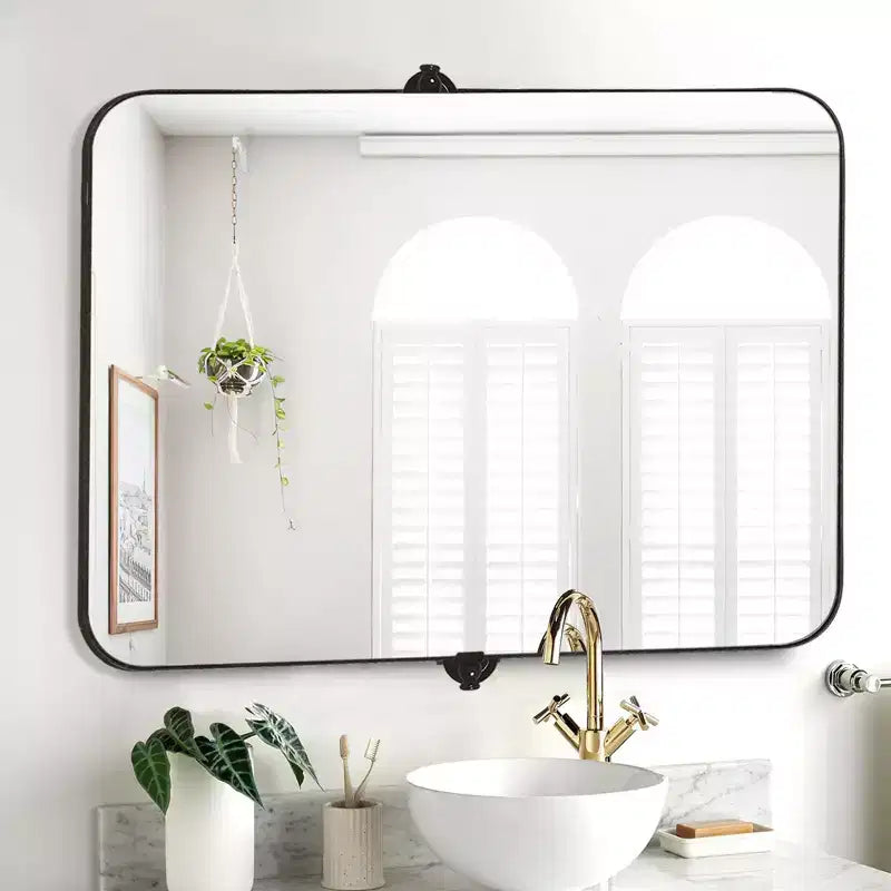 Iron Metal Frame Windowpane Wall Mirror Farmhouse Rustic Elegant Decor for Living Room Bedroom Bathroom Entryway