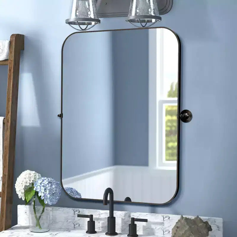 Iron Metal Frame Windowpane Wall Mirror Farmhouse Rustic Elegant Decor for Living Room Bedroom Bathroom Entryway